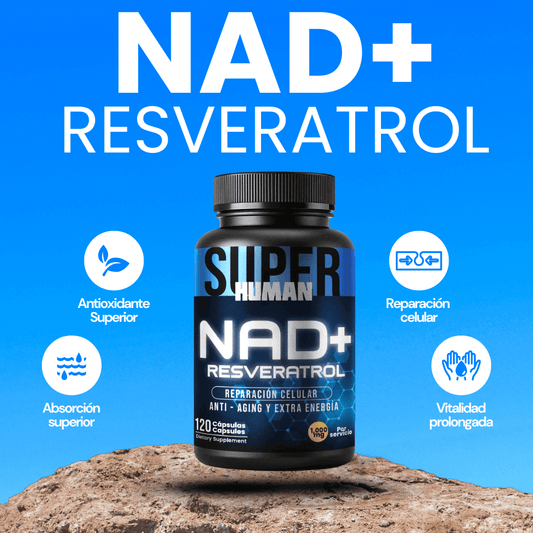 NAD + Resveratrol - Cápsulas de Reparación Celular Antienvejecimiento y Energía Extra (120 Cápsulas) -  SuperHuman™